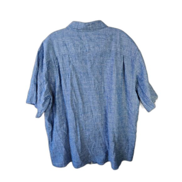 Vintage WEATHERPROOF Linen Blend Short Sleeve Button Down Shirt XXL - Picture 2 of 7